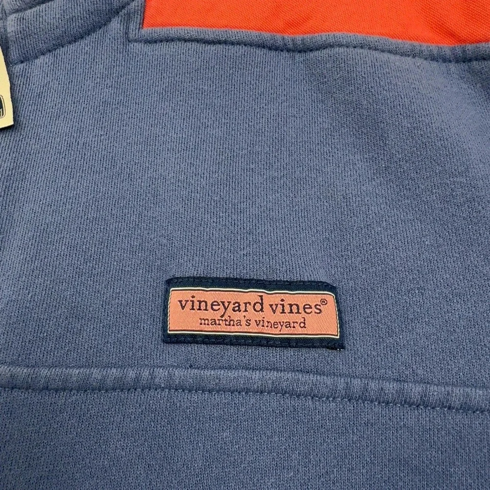 Vineyard Vines Pullover Mens L Blue Cotton Colorblock Quarter Zip Preppy Casual